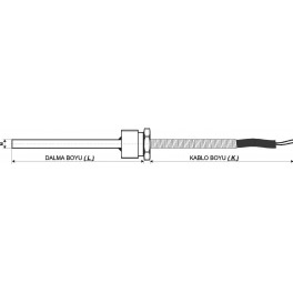 RTR-M08-L150-K05.1 DALMA BOYU 150MM TÜP ÇAPI 8MM 1/2`` REKORLU 5MT KABLOLU BAYONET PT-100 TERMOKUPL AISI304 EMKO